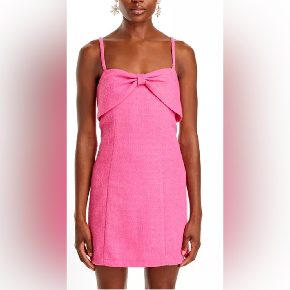 Aqua Textured Bow Front Dress